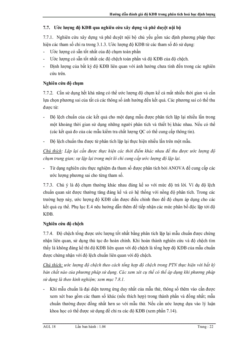 image for page Hướng dẫn đánh giá độ không đảm bảo đo trong phân tích hoá học định lượng