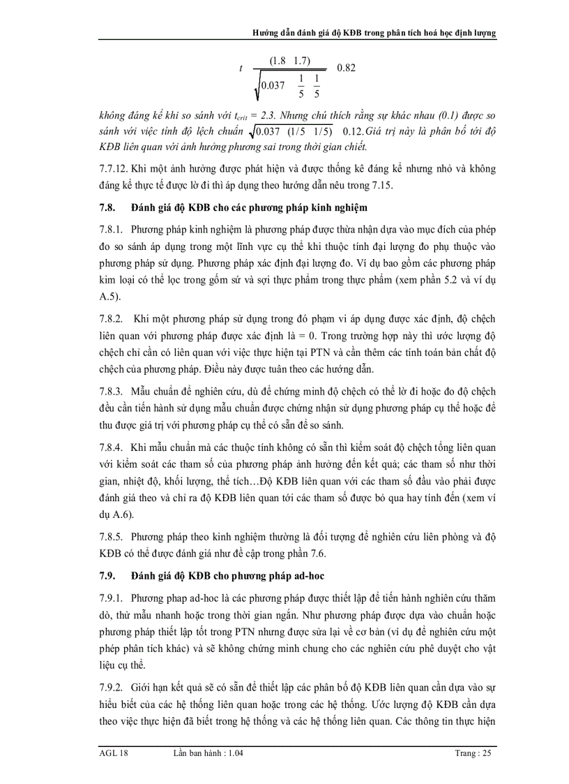 image for page Hướng dẫn đánh giá độ không đảm bảo đo trong phân tích hoá học định lượng