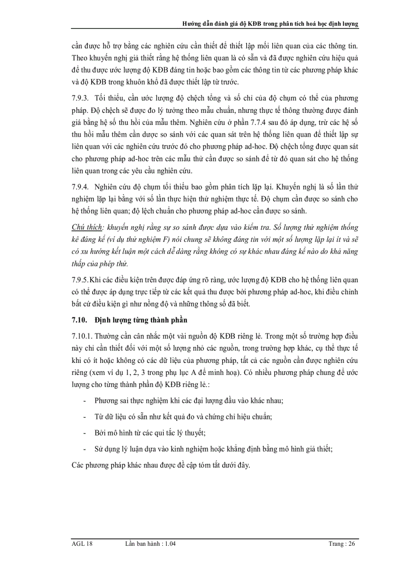 image for page Hướng dẫn đánh giá độ không đảm bảo đo trong phân tích hoá học định lượng