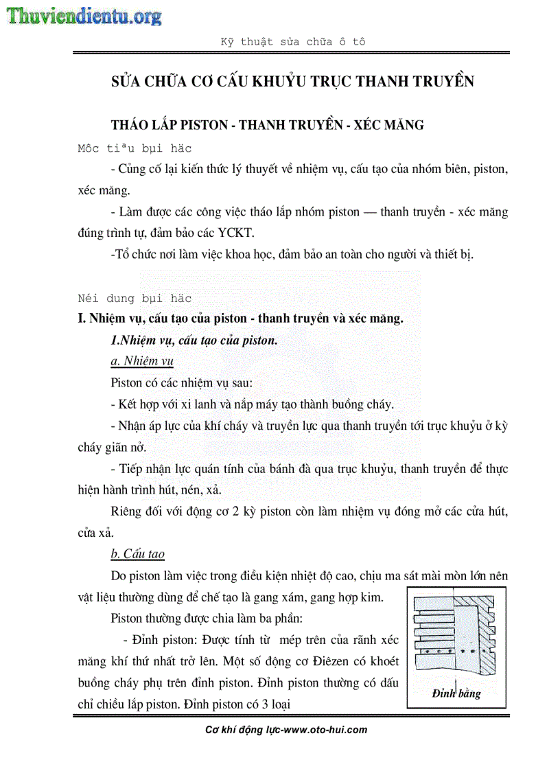image for page Giáo trình sửa chữa cơ cấu trục khuỷu thanh truyền