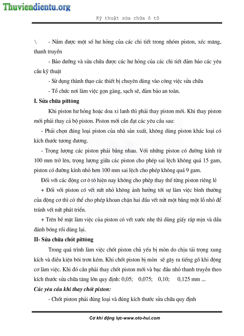 image for page Giáo trình sửa chữa cơ cấu trục khuỷu thanh truyền