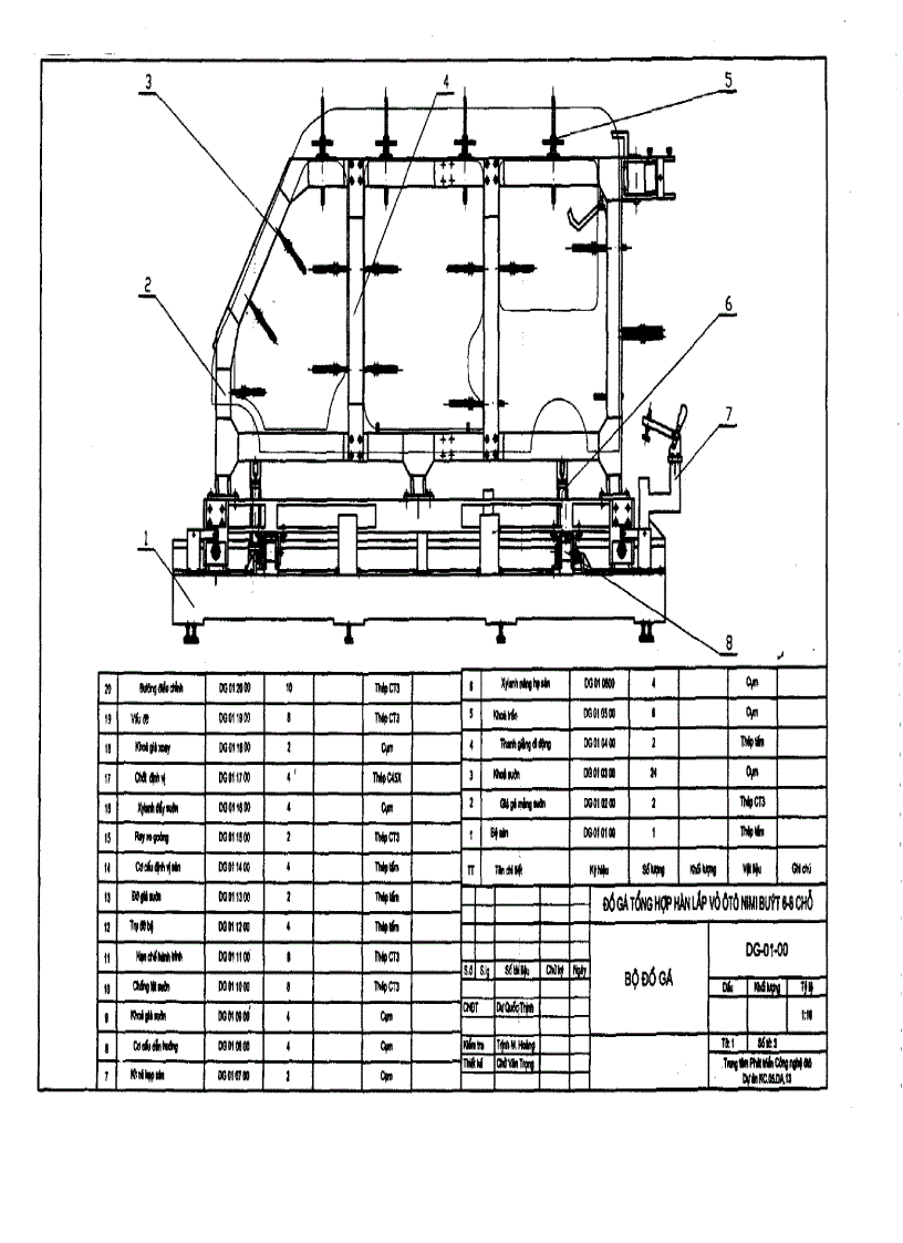 image for page Bản vẽ thiết kế chi tiết bộ đồ gá tổng hợp lắp ráp vỏ xe minibus 6 8 chổ ngồi