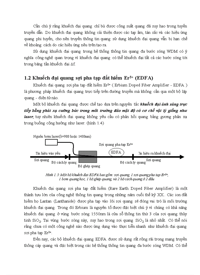 Khảo sát các thông số đặc trưng của khuếch đại quang sợi pha tạp đất hiếm Er3 Erbium Doped Fiber Amplifiers EDFAs