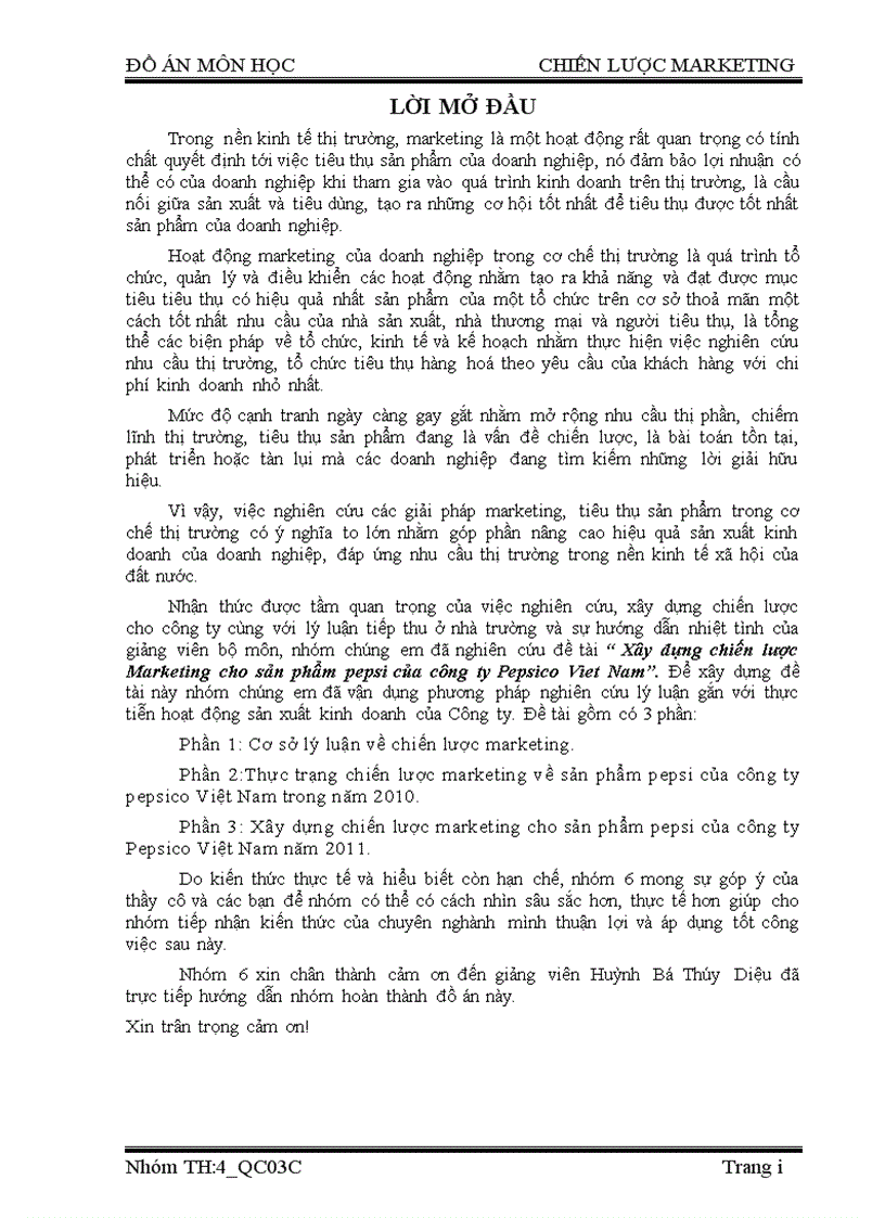 image for page Chiến lược marketing Xây dựng chiến lược Marketing cho công ty Pepsico Việt Nam