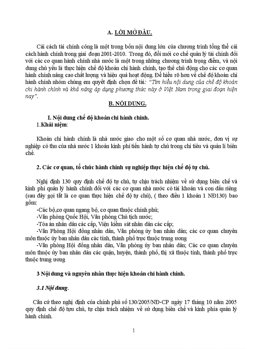 image for page Tiểu luận nhóm tháng luật tài chínhTìm hiểu nội dung của chế độ khoán chi hành chính và khả năng áp dụng phương thức này ở Việt Nam trong giai đoạn hiện nay