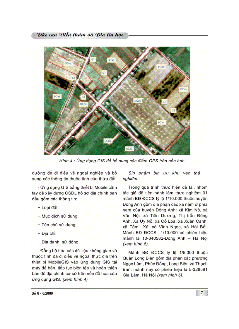 image for page Nghiên cứu tích hợp giữa GIS và GPS thành lập bản đồ 1 10 000 và 1 5 000 trong quan lý đất đai và quy hoach tổng thể