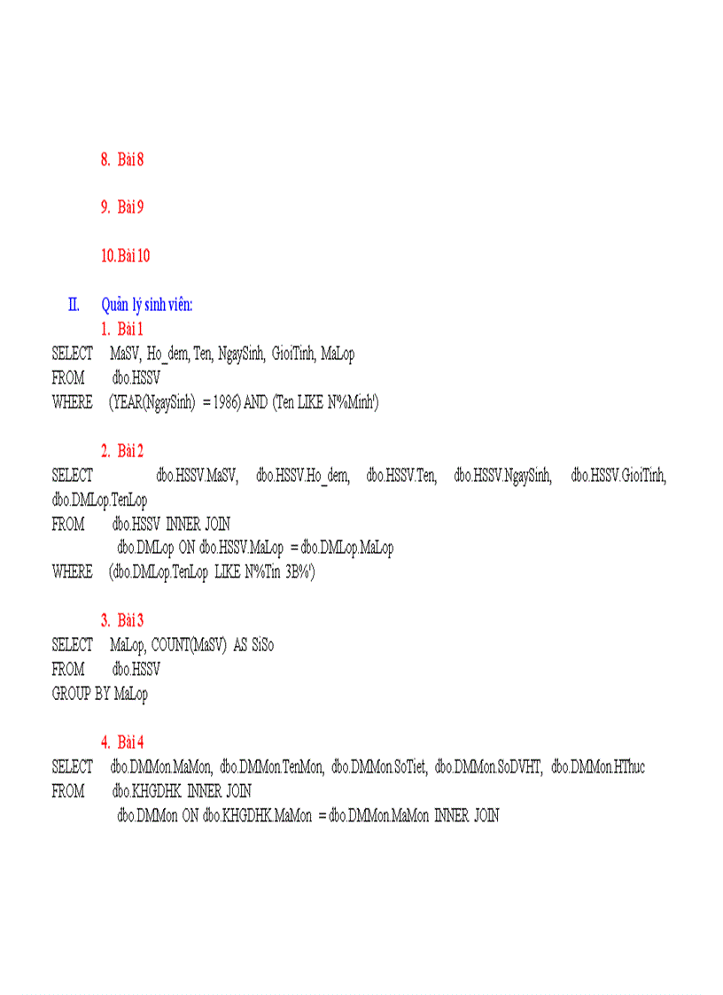 image for page Bài tập sql