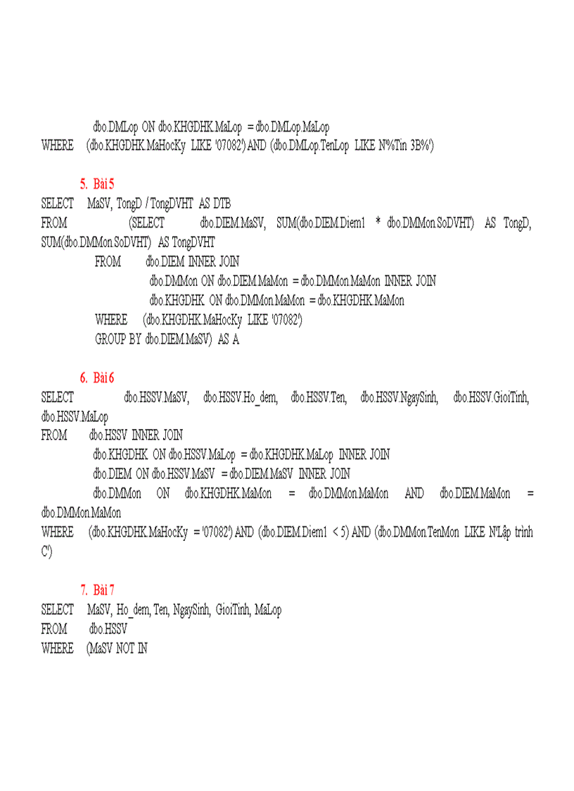 Bài tập sql