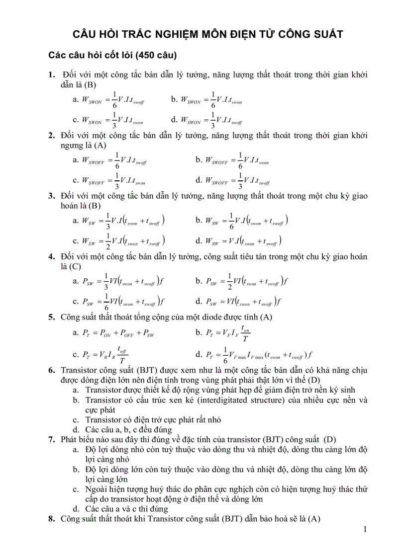 image for page Trắc nghiệm điện tử công suất