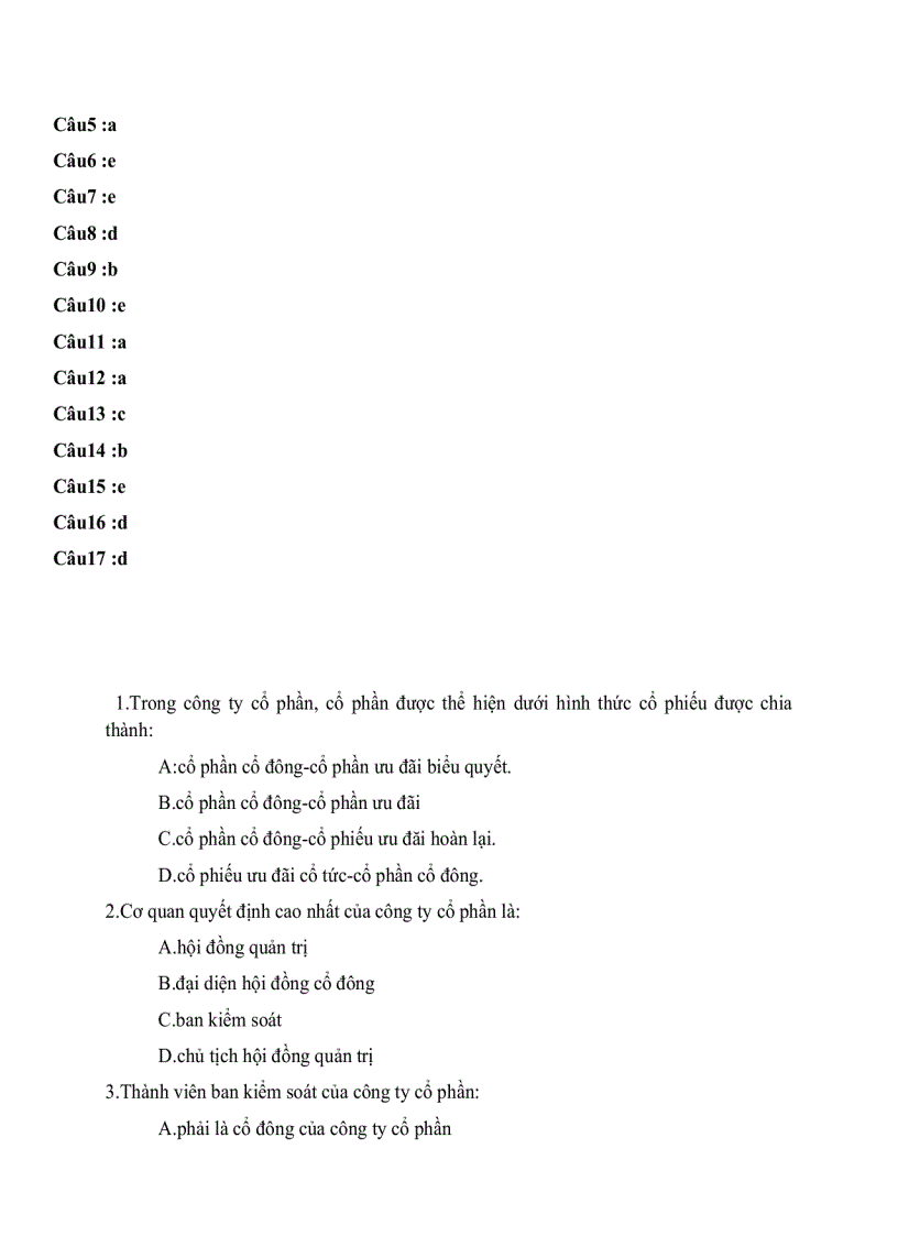 image for page Các câu hỏi trắc nghiệm về luật Kinh tế phần Công ty