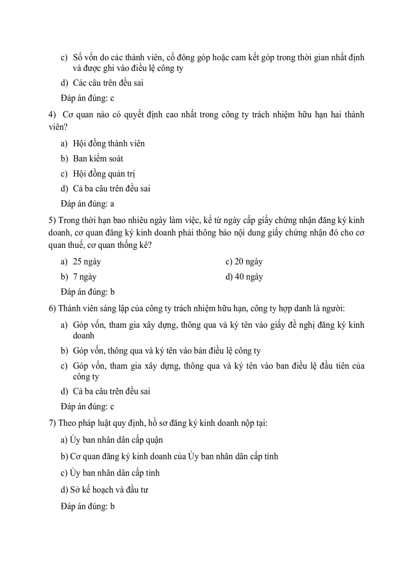 image for page Các câu hỏi trắc nghiệm về luật Kinh tế phần Công ty