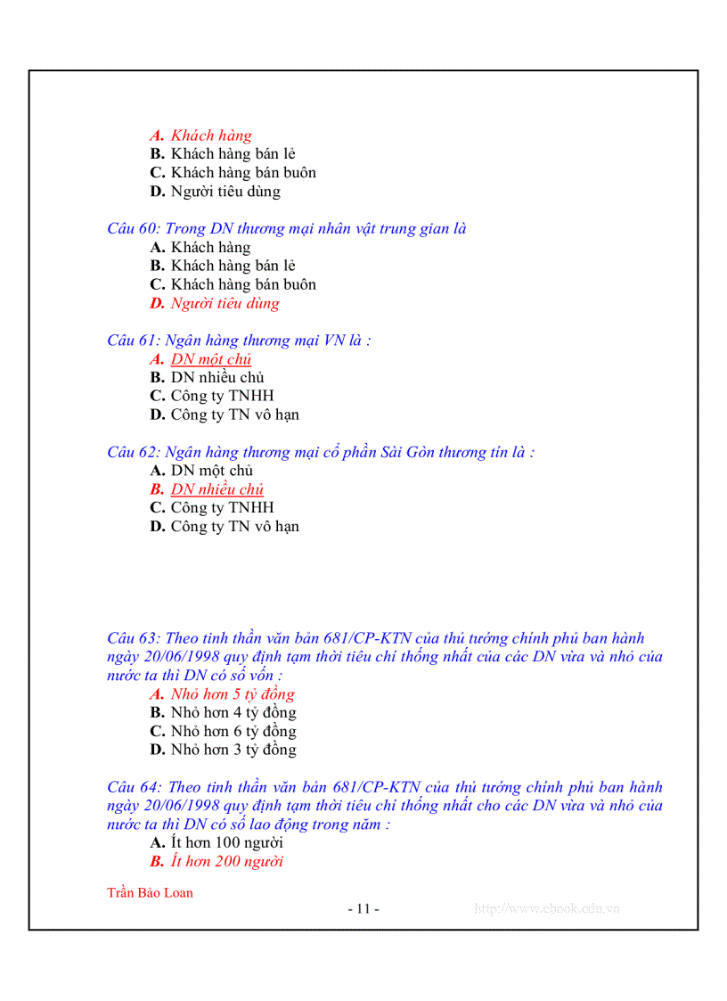 image for page Tài liệu 246 câu hỏi và đáp án quản trị doanh nghiệp