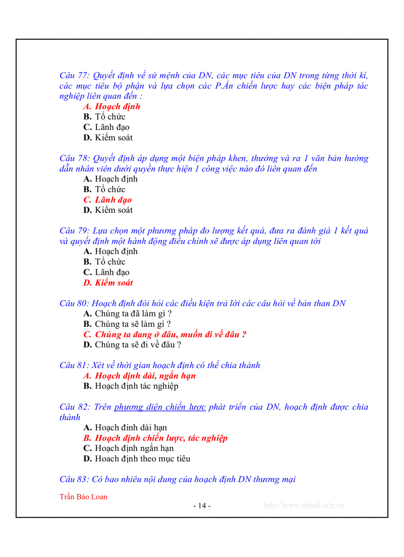 image for page Tài liệu 246 câu hỏi và đáp án quản trị doanh nghiệp