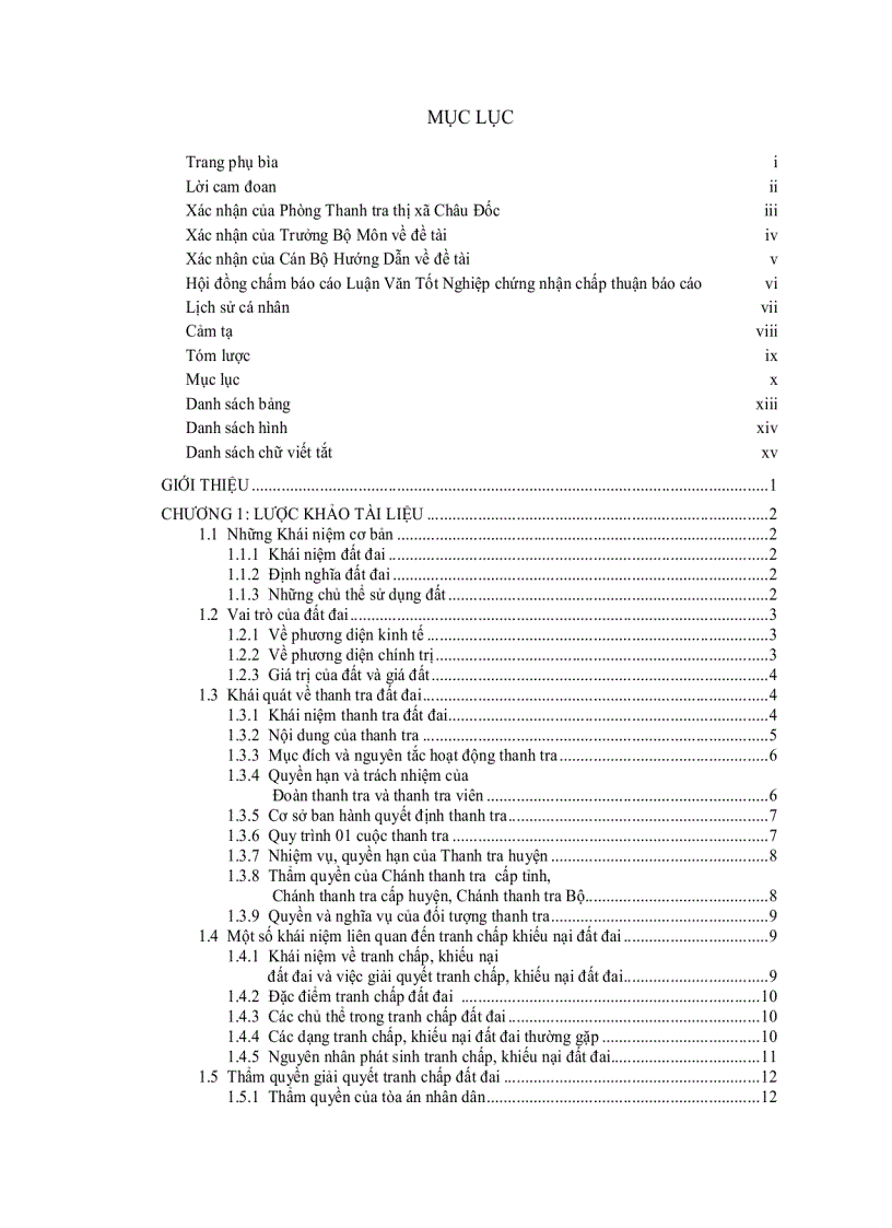 image for page Đánh giá thực trạng công tác thanh tra về giải quyết khiếu nại và tranh chấp đất đai tại thị xã châu đốc tỉnh an giang từ năm 2005 đến năm 2010