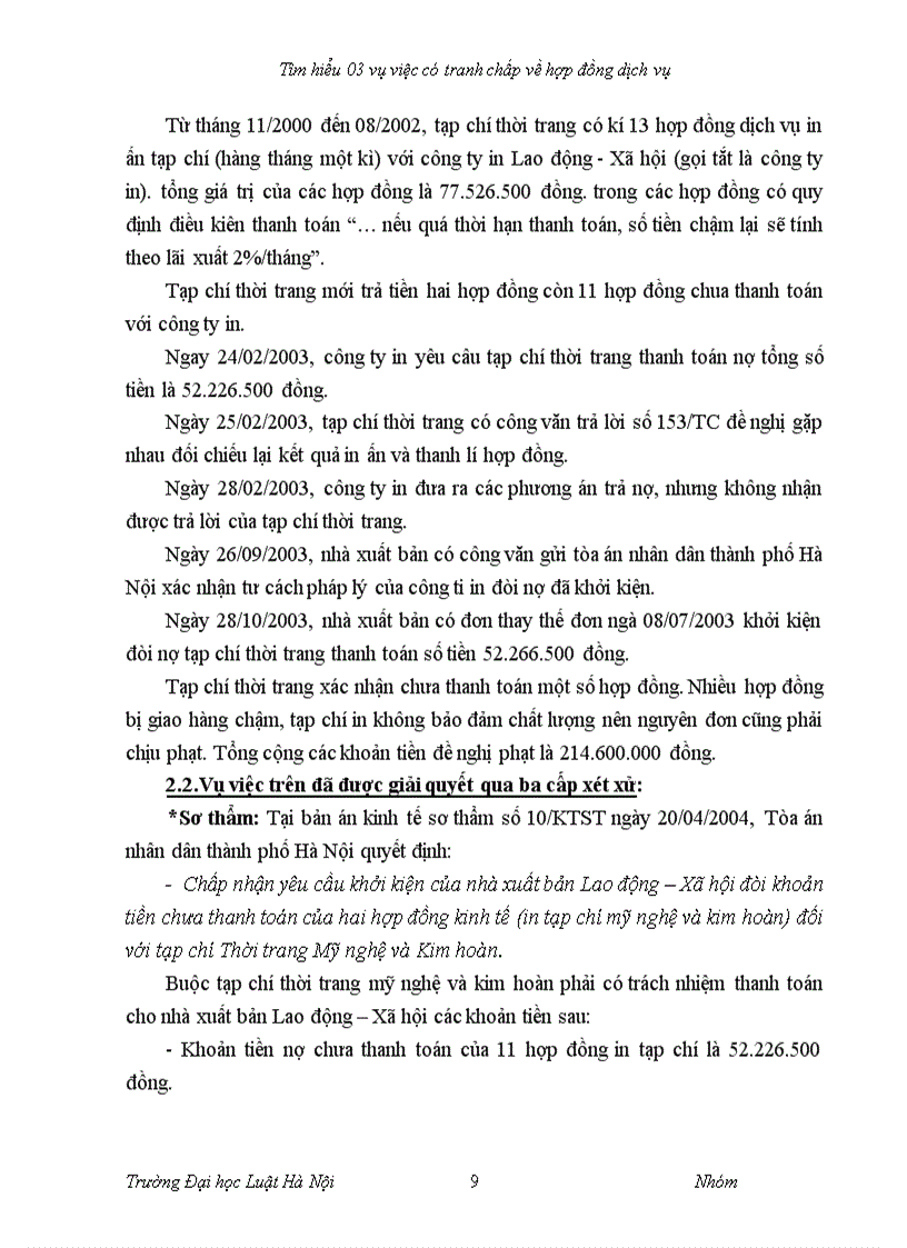 image for page Ba vụ án tranh chấp hợp đồng dịch vụ