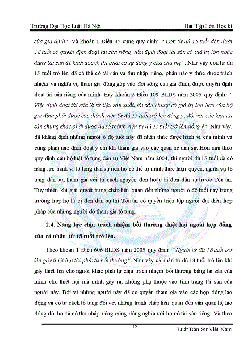 image for page Đề số 12 Năng lực chịu trách nhiệm bồi thường thiệt hại của cá nhân do gây thiệt hại ngoài hợp đồng Một số vấn đề lý luận và thực tiễn