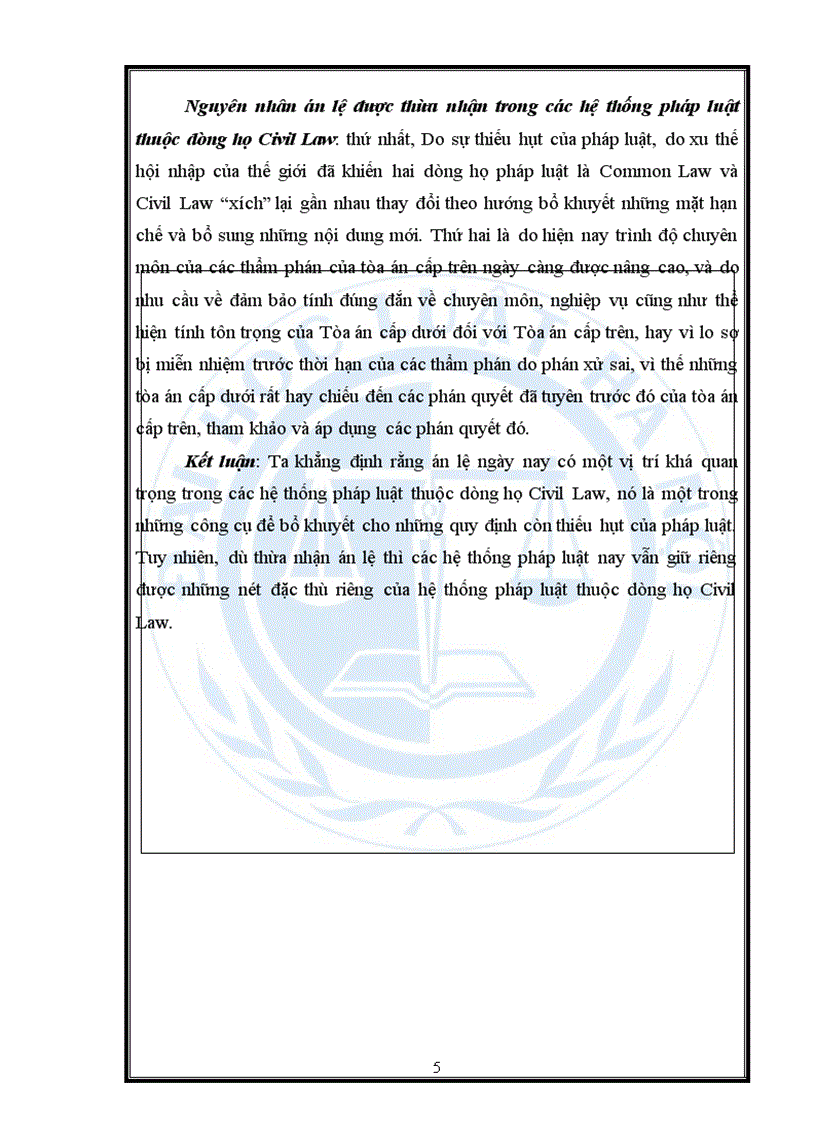 image for page Vị trí của Án lệ trong các hệ thống pháp luật thuộc dòng họ Civil Law