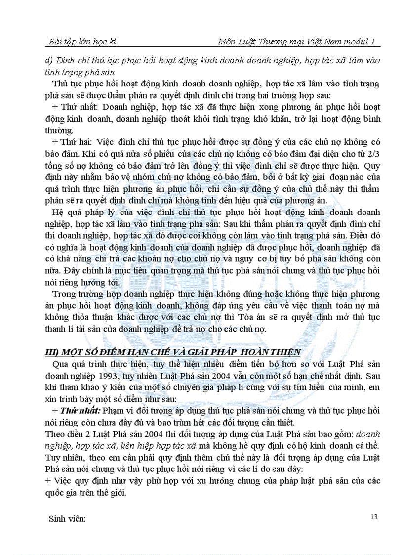 image for page Một số vấn đề cơ bản về thủ tục phục hồi hoạt động kinh doanh của doanh nghiệp hợp tác xã lầm vào tình trạng phá sản được quy định tại Luật Phá sản 2004