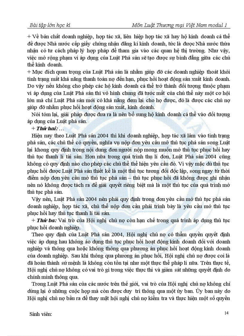 image for page Một số vấn đề cơ bản về thủ tục phục hồi hoạt động kinh doanh của doanh nghiệp hợp tác xã lầm vào tình trạng phá sản được quy định tại Luật Phá sản 2004