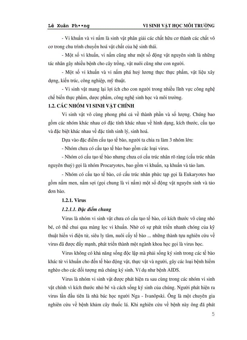 image for page Giáo trình VI SINH VAT HỌC MÔI TRƯỜNG