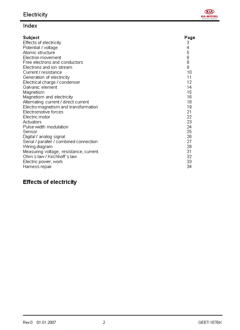 image for page Tài liệu đào tạo kỹ thuật của hãng xe KIA Phần hệ thống điện
