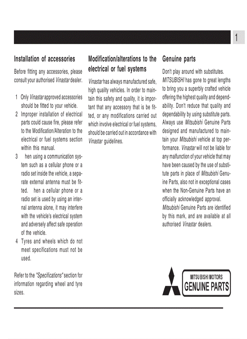 image for page Hướng dẫn sử dụng xe ô tô MITSUBISHI Jolie