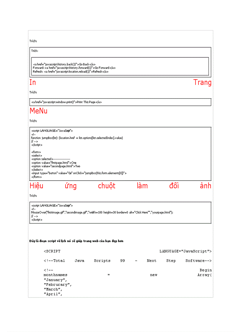 image for page Một số đoạn Script hay dùng trong thiết kế Website