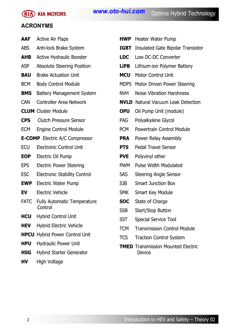 image for page Tài liệu đào tạo về công nghệ Hybrid trên xe KIA Optima 2011