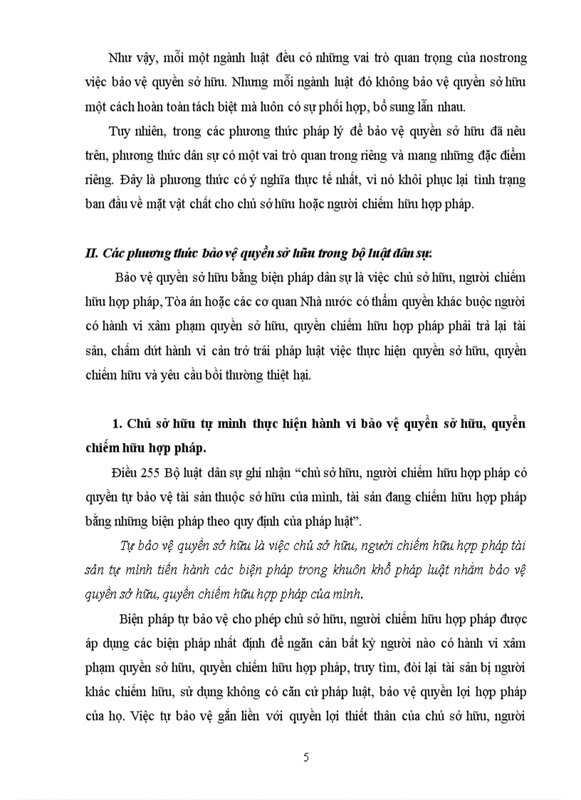 image for page Bt học kỳ môn luật dân sự 1 PHƯƠNG THỨC BẢO VỆ QUYỀN SỞ HỮU