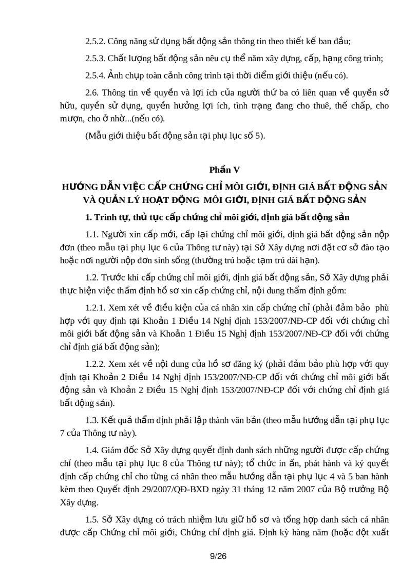 image for page THÔNG TƯ Hướng dẫn thực hiện một số nội dung của Nghị định số 153 2007 NĐ CP ngày 15 tháng 10 năm 2007 của Chính phủ quy định chi tiết và hướng dẫn thi hành Luật Kinh doanh bất động sản