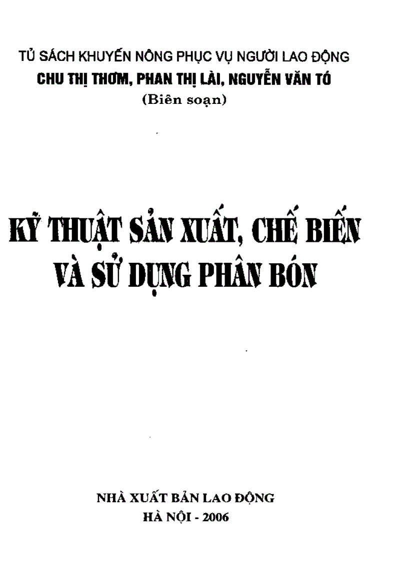 image for page Kỹ thuật sản xuất chế biến và sử dụng phân bón