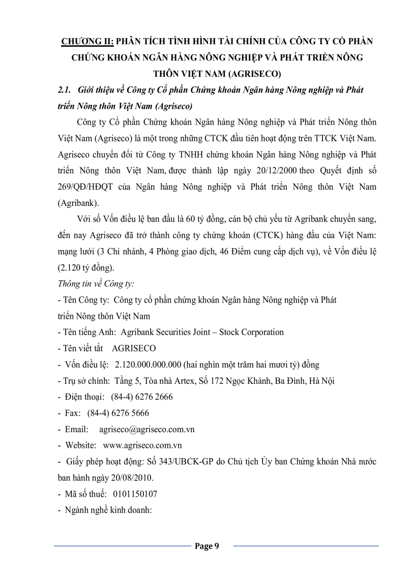 image for page Phân tích tình hình tài chính Công ty Cổ phần Chứng khoán Ngân hàng Nông nghiệp và Phát triển Nông thôn Việt Nam Agriseco