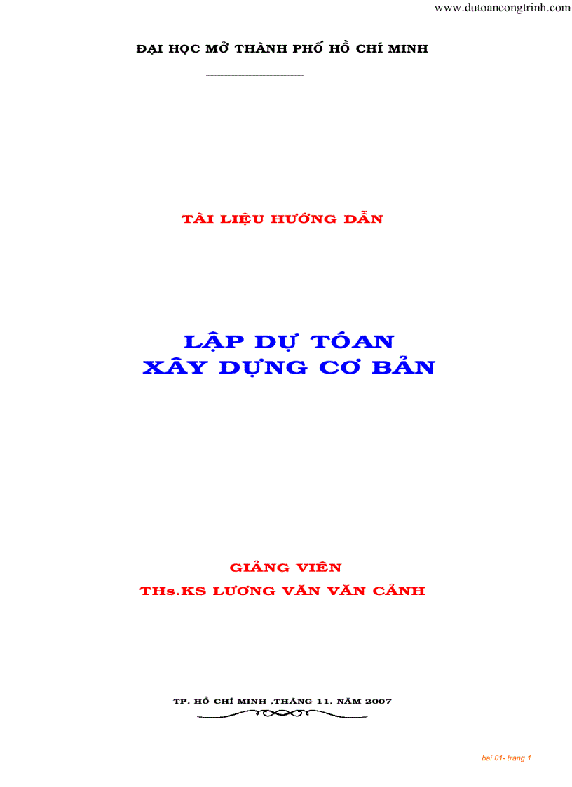 image for page Tài liệu hướng dẫn lập dự tóan xây dựng cơ bản