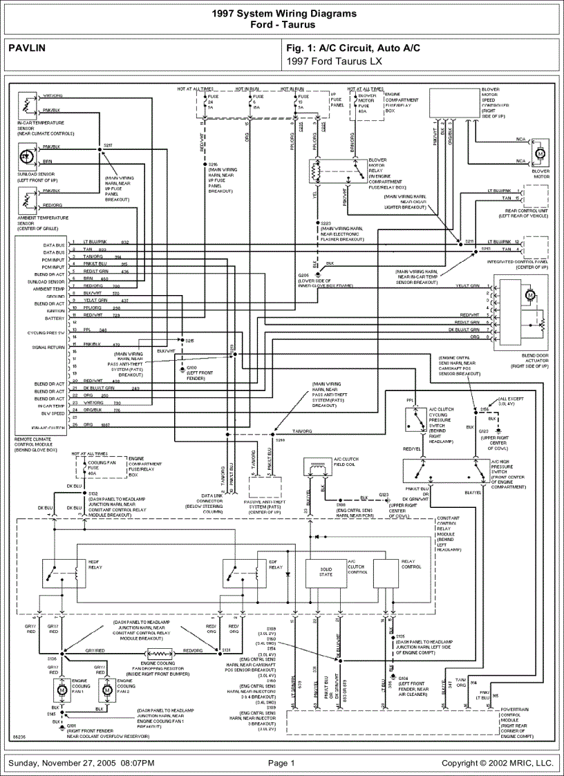 1997 Ford Taurus Wiring Diagram : 2003 Ford Taurus Wiring Save Wiring
