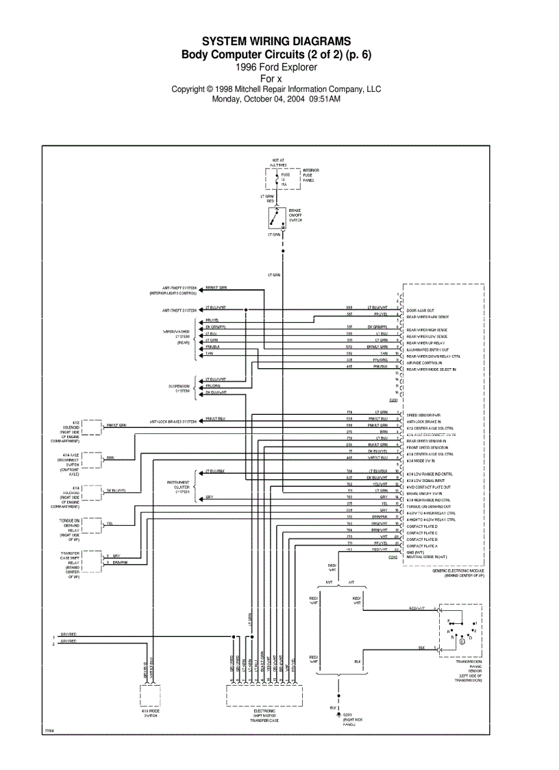 image for page Sơ đồ mạch điện xe ô tô Ford Explorer 1996