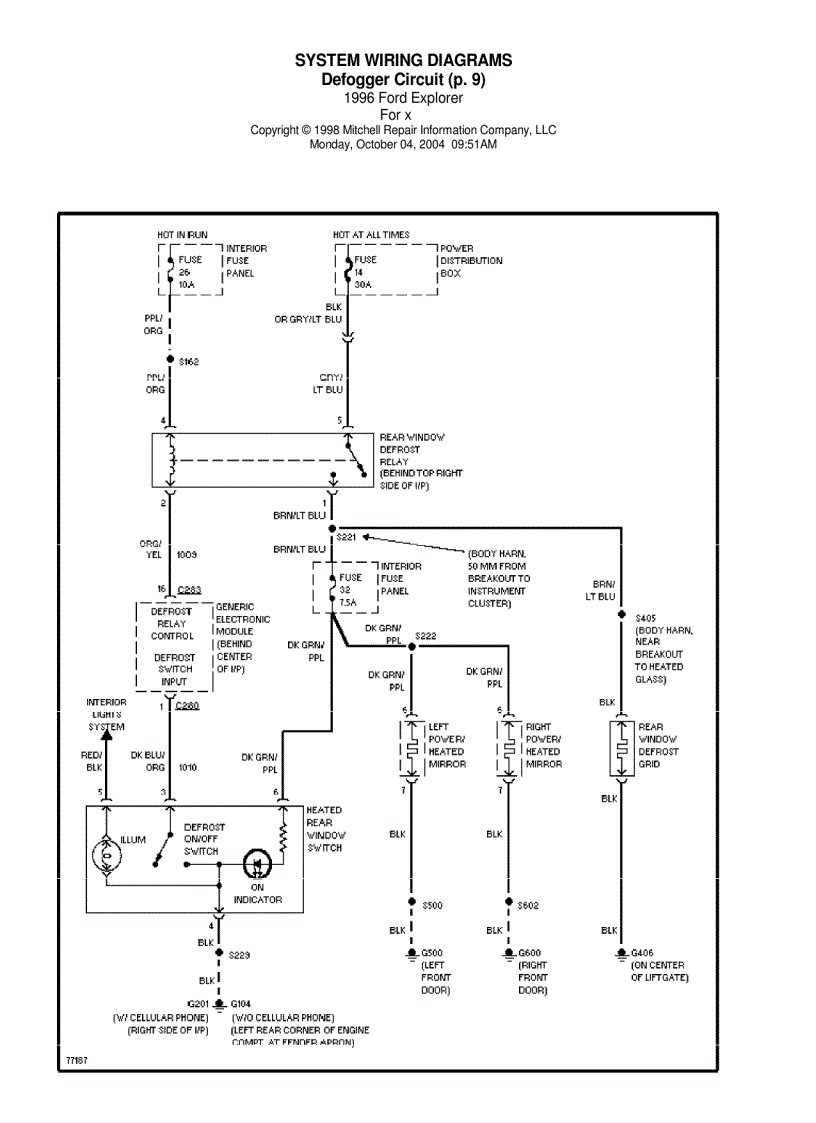 image for page Sơ đồ mạch điện xe ô tô Ford Explorer 1996