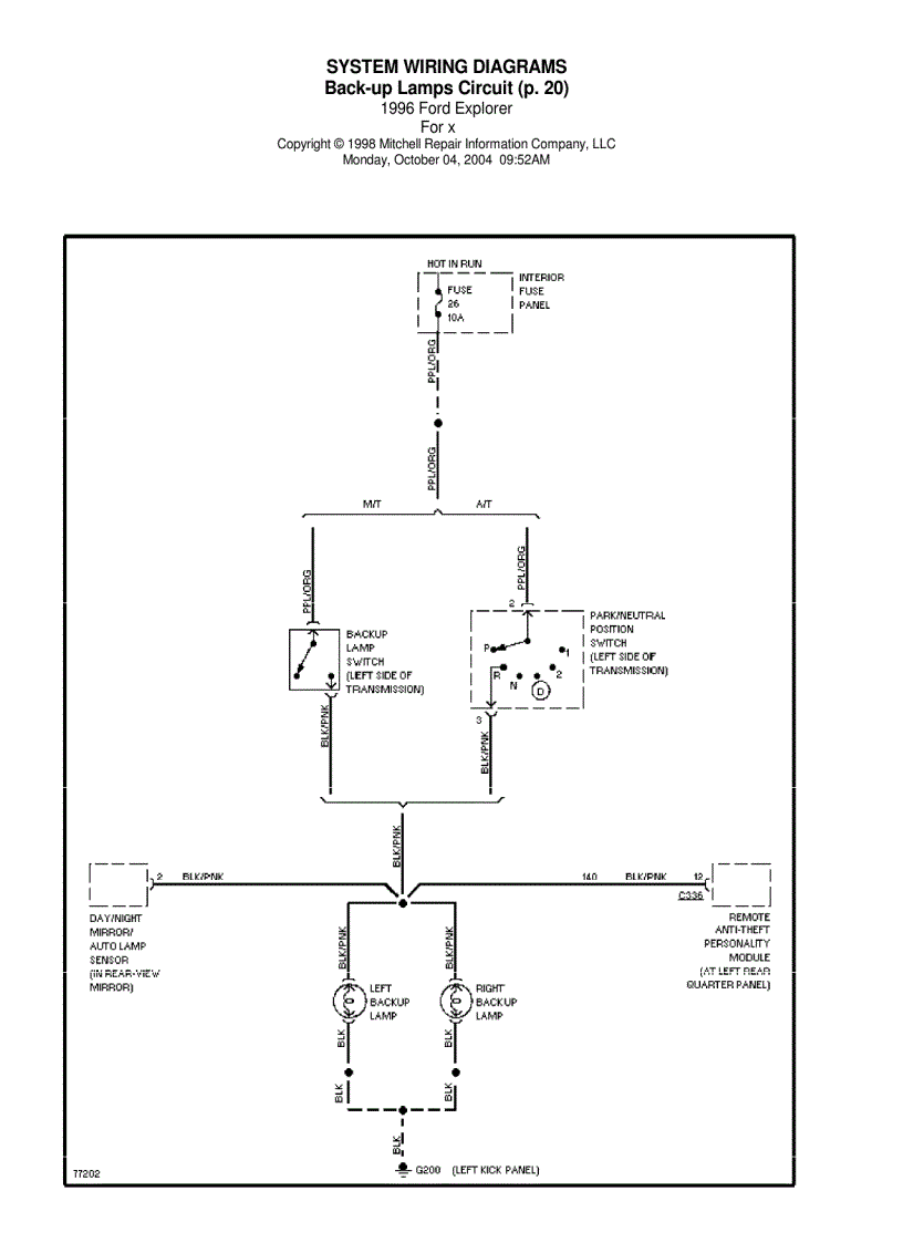 image for page Sơ đồ mạch điện xe ô tô Ford Explorer 1996