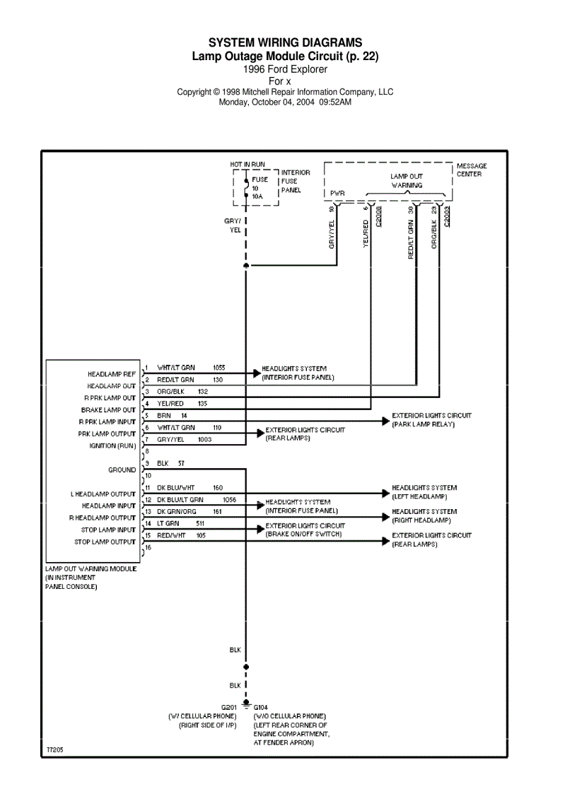 image for page Sơ đồ mạch điện xe ô tô Ford Explorer 1996