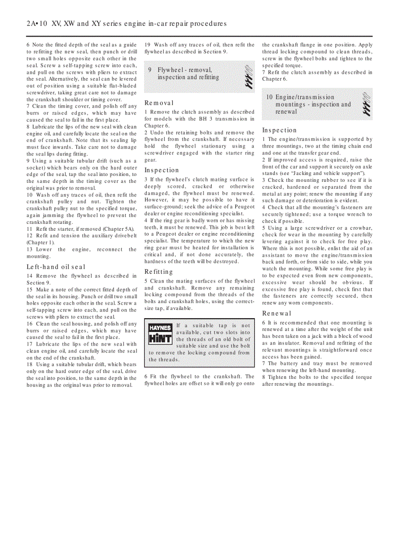 image for page Tài liệu ô tô Haynes Peugeot 205 Phần Service And Repair Manual