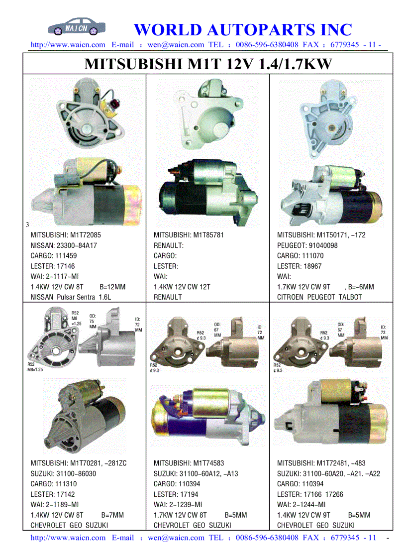 image for page Catalogue Hệ thống khởi động Mitsubishi MÁY ĐỀ MITSUBISHI STARTER