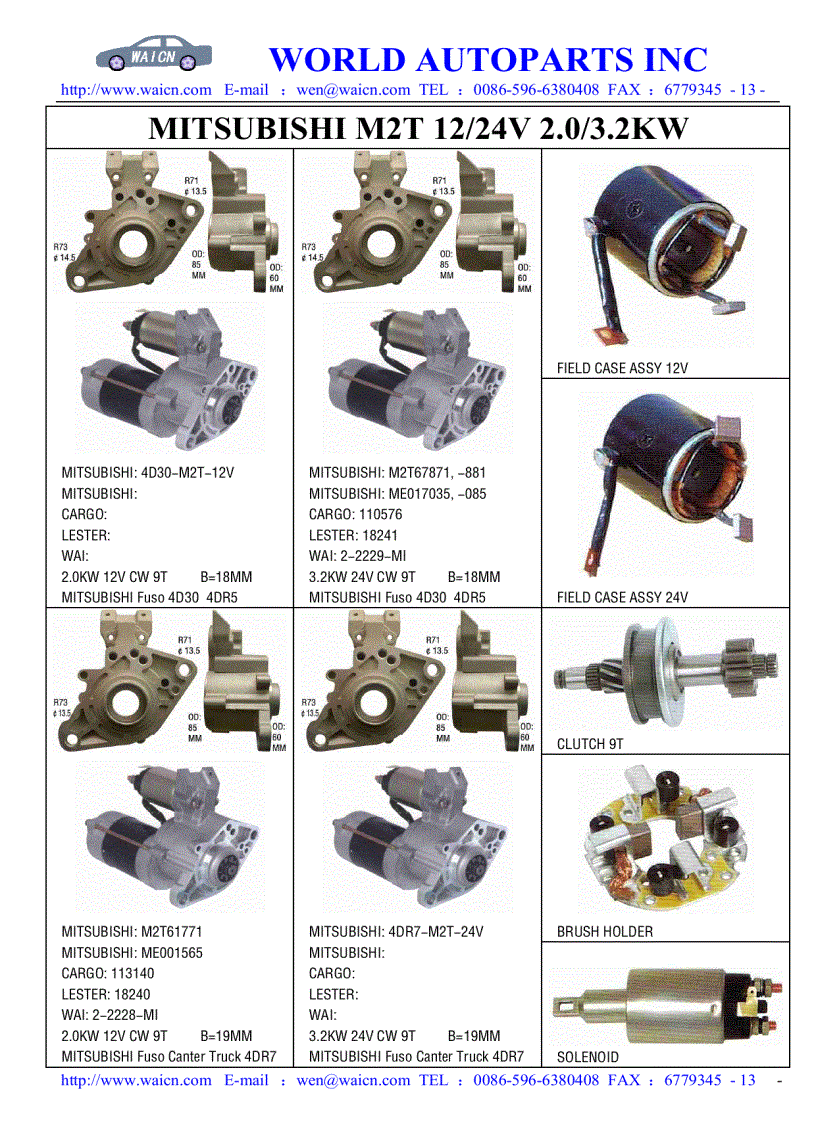 image for page Catalogue Hệ thống khởi động Mitsubishi MÁY ĐỀ MITSUBISHI STARTER