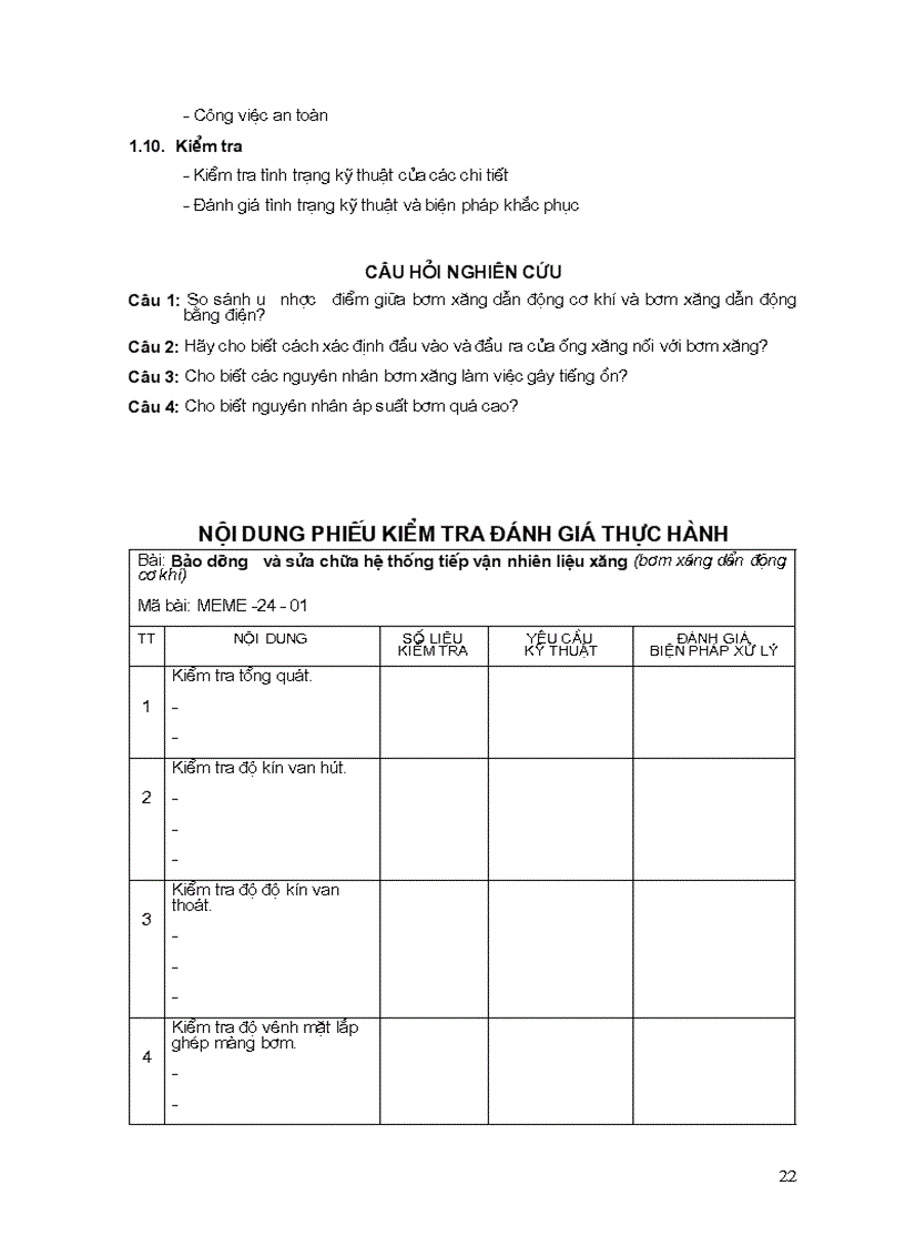 image for page Giáo trình Mô đun bảo dưỡng và sửa chữa hệ thống nhiên liệu dùng bộ chế hòa khí
