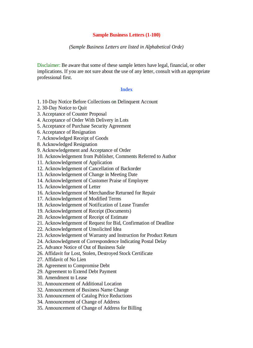 image for page 1 100 mẫu thư thương mại tiếng Anh được sắp xếp theo thứ tự chữ cái đầu