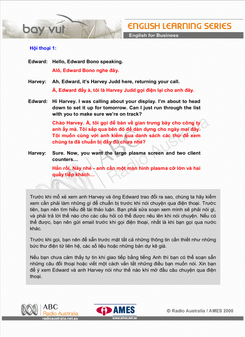 image for page Bài 4 Nói chuyện qua điện thoại tiếp theo 1