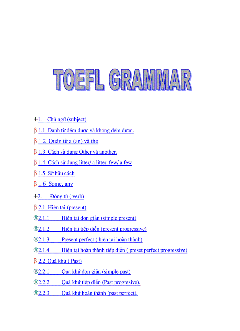Văn phạm thi TOEFL