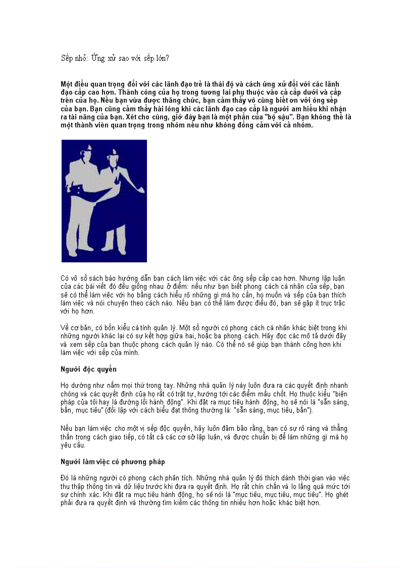 image for page Sếp nhỏ Ứng xử sao với sếp lớn
