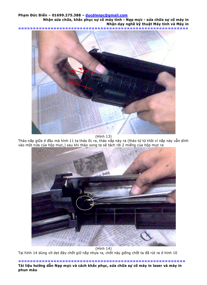 image for page Hướng dẫn đổ mực và khắc phục sự cố máy in