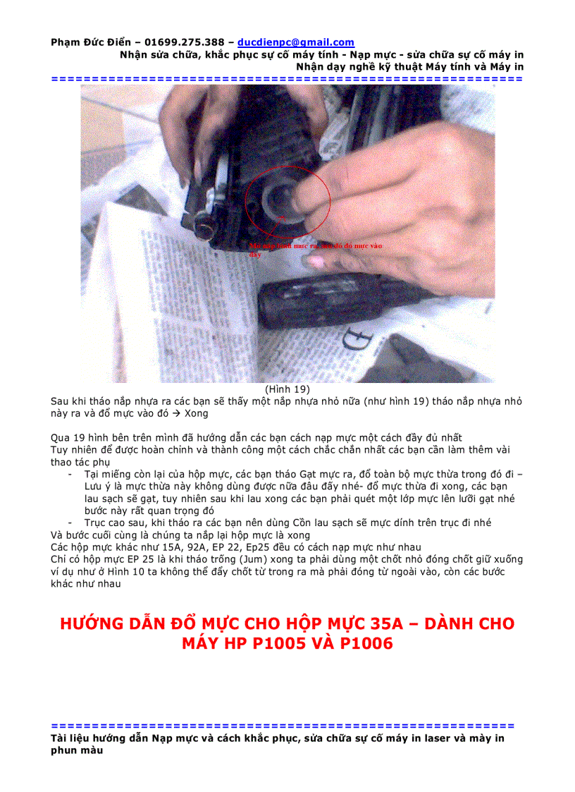 image for page Hướng dẫn đổ mực và khắc phục sự cố máy in