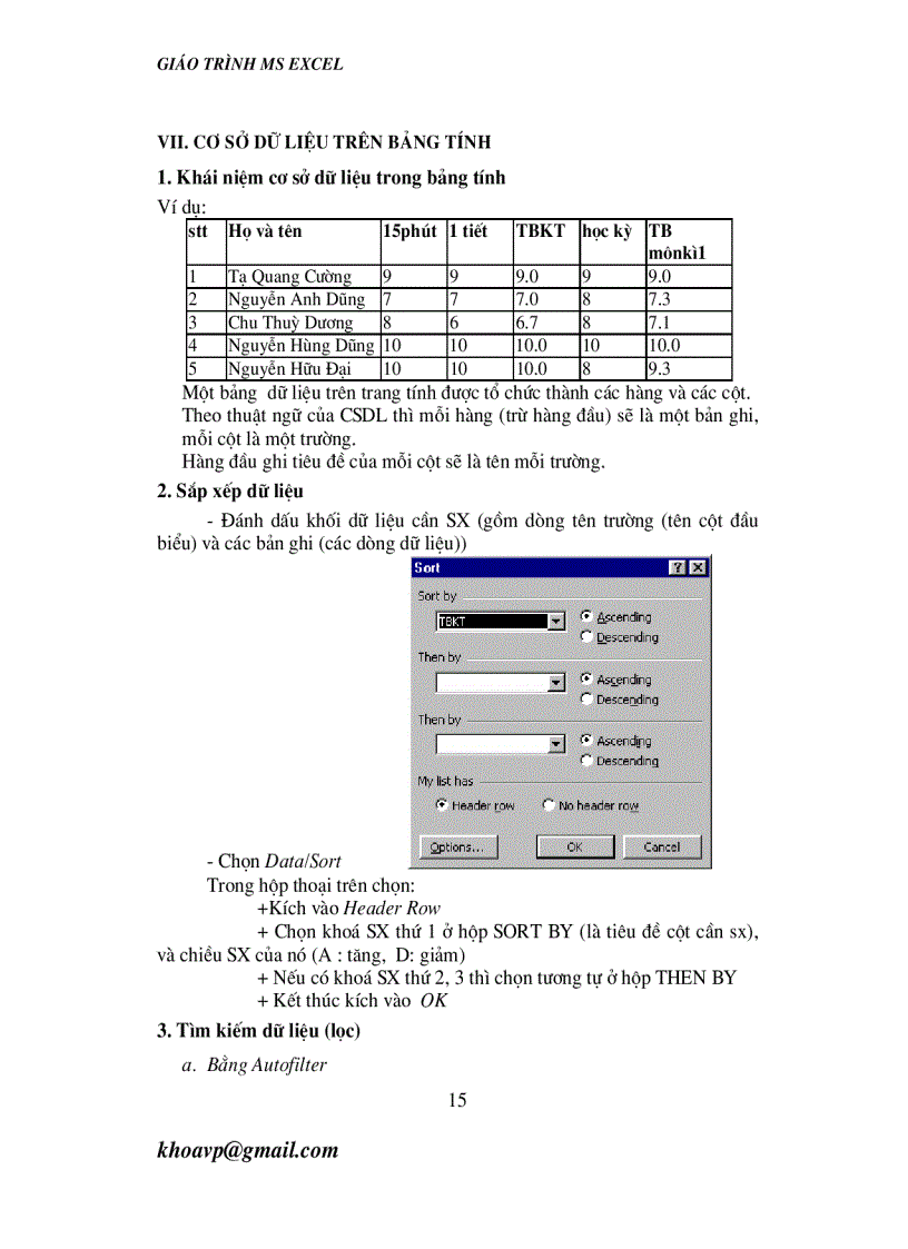 image for page Giáo trình MS Excel