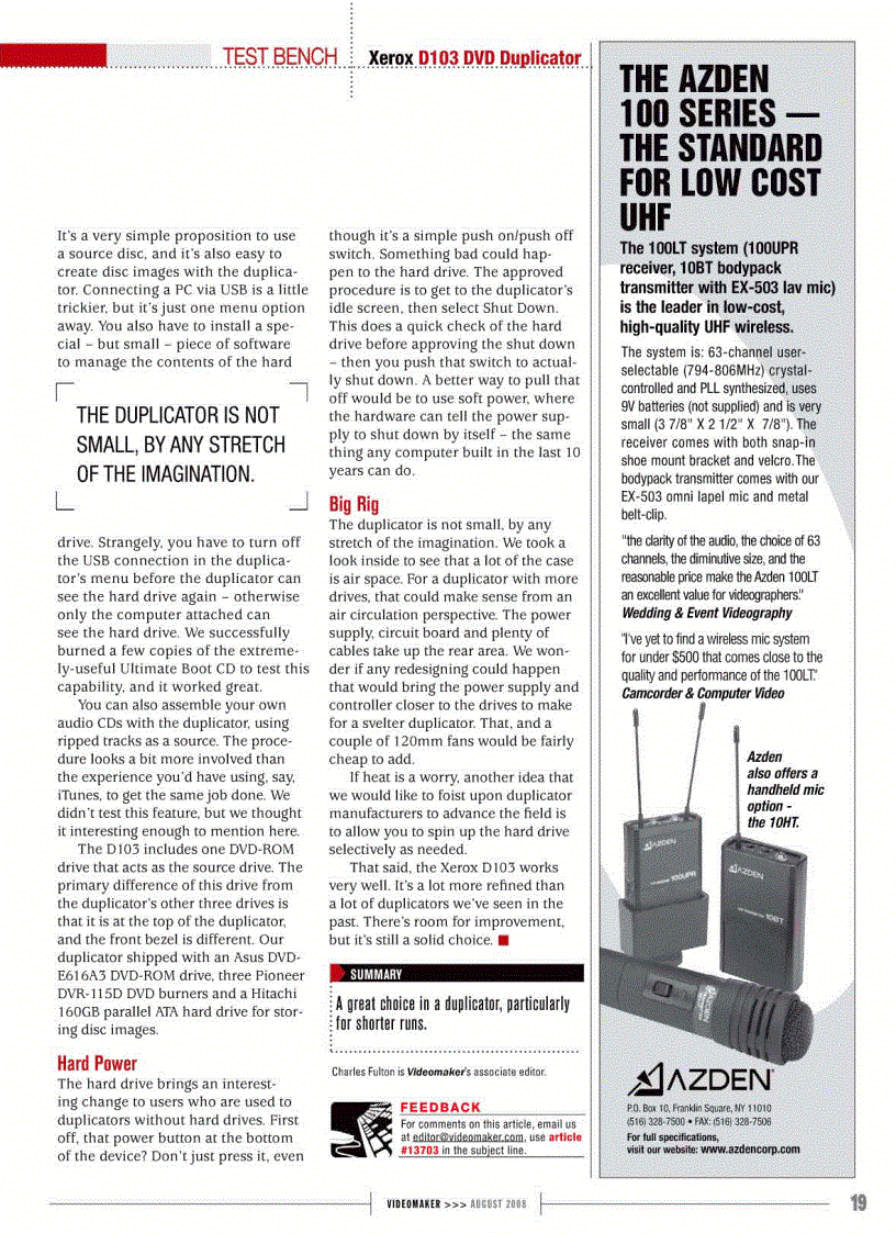 image for page Videomaker August 2008